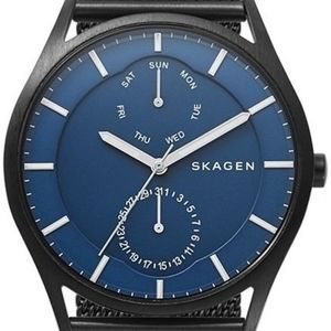 Skagen Men's Holst Blue Dial Black Stainless Steel